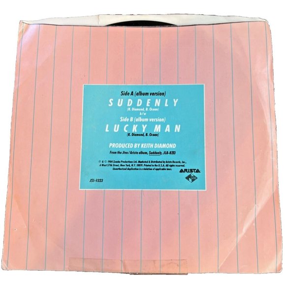 BILLY OCEAN Suddenly & Lucky Man 7” 45rpm 1984 Arista Vinyl - Picture 2 of 6